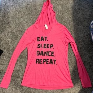 District, xs, pink long sleeve tee with hood